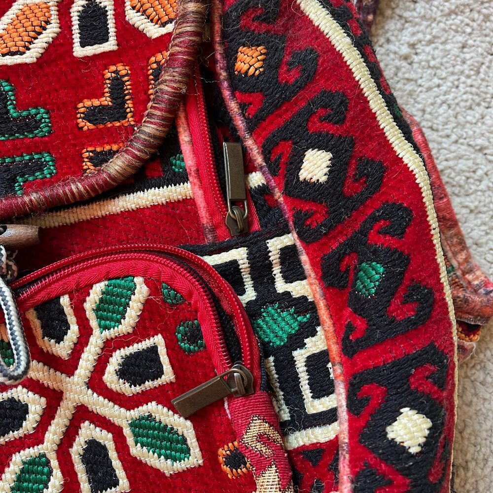 Woven *Tapestry* Backpack | Adjustable Straps | Very Unique | One of a Kind, EUC - Picture 13 of 16